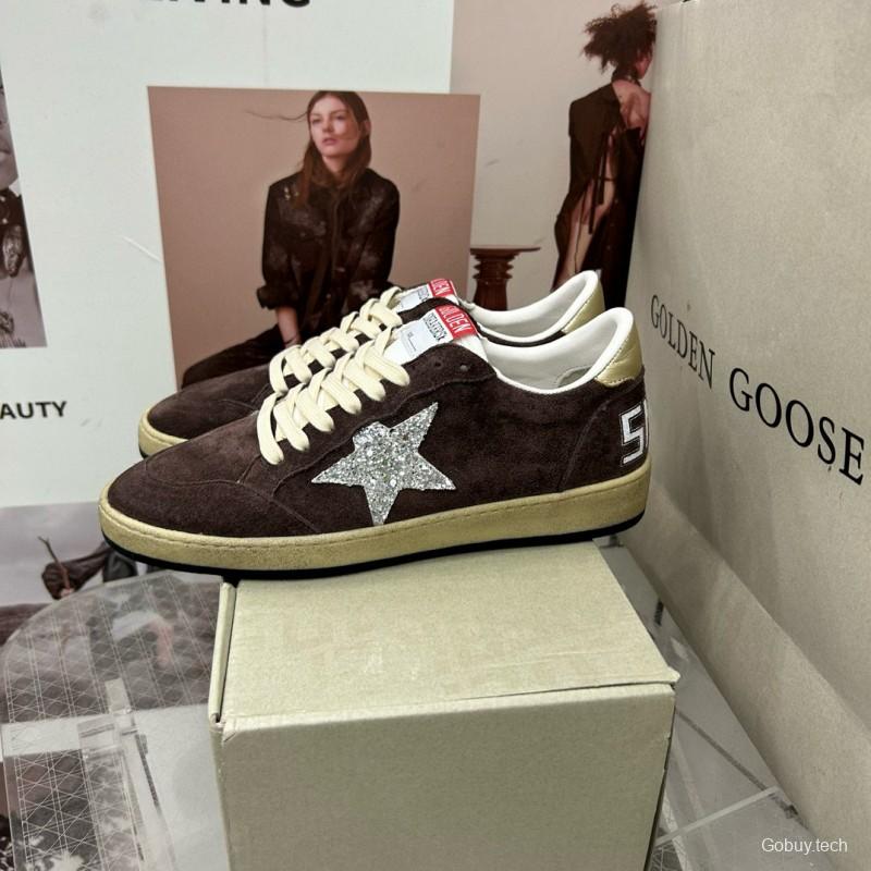 2024 Unisex GGDB Brown Silver Suede Leather Sneakers MJ00260