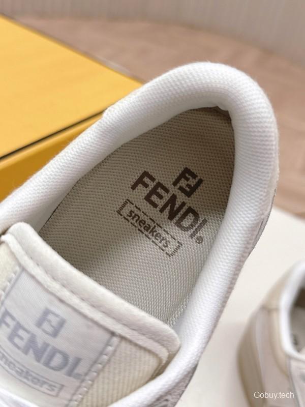 2025 Unisex Fendi White Grey Leather Plimsolls FF Retro Design LY00350(F)/LY00360(M)