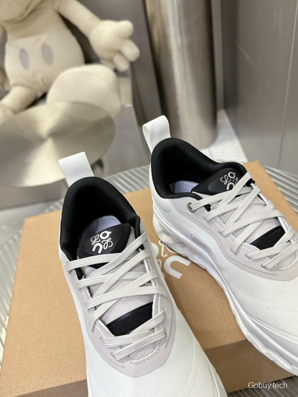 2025 Women Loewe White Black Leather Sneakers
