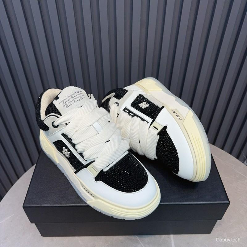 2024 Unisex Amiri Black White Leather Sneakers MJ00410