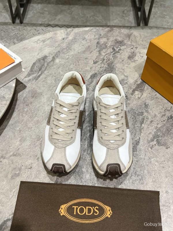 2025 Women TOD'S White Beige Suede Nylon Sneaker KFY00330