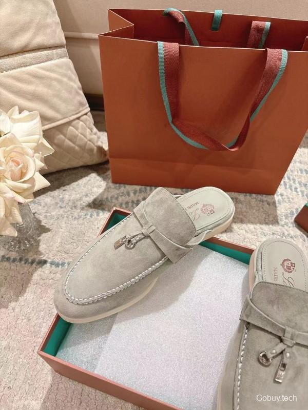 2025 Women LP Beige Suede Slip-on Loafers LY00360