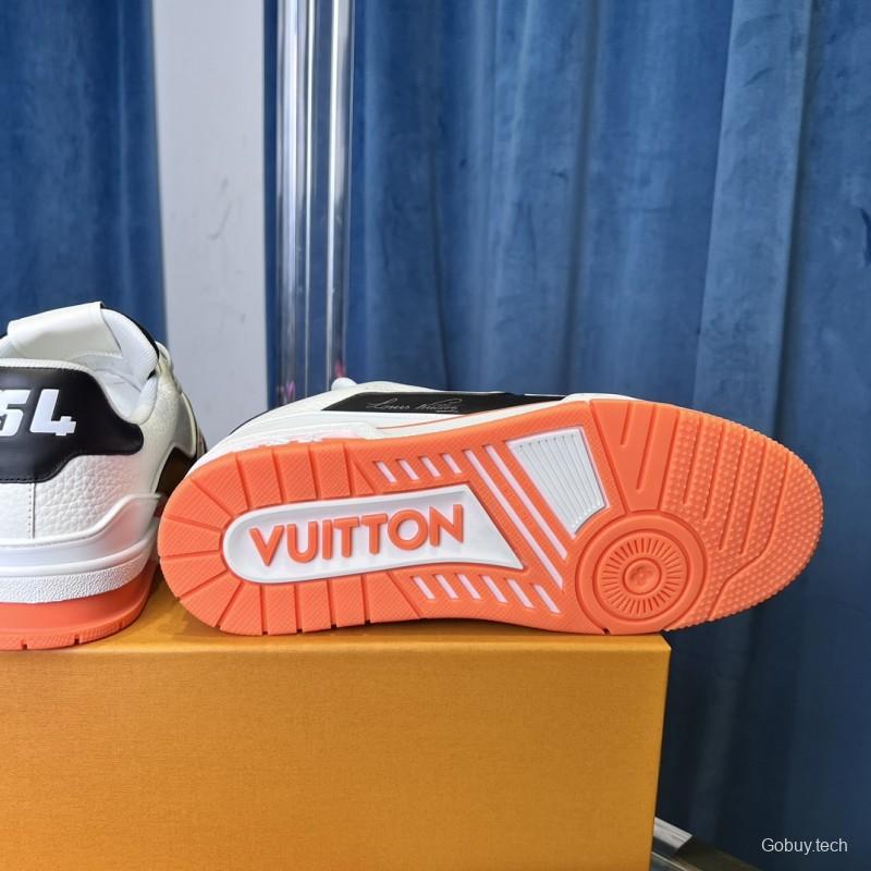2025 Unisex Louis Vuitton White Black Leather Sneakers