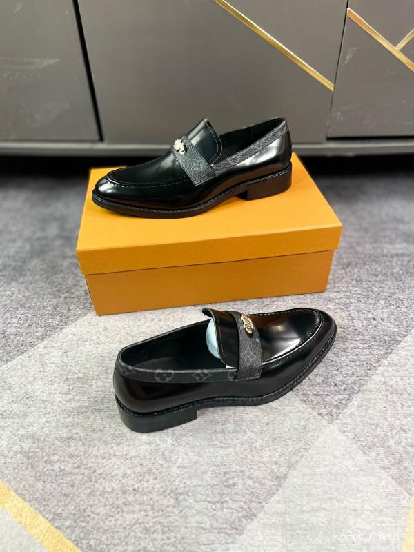 2024 Men Louis Vuitton Black Leather Formal Shoes MJ00290