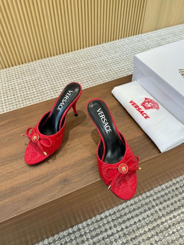 2025 Women VERSACE Red Leather Heels LY00250