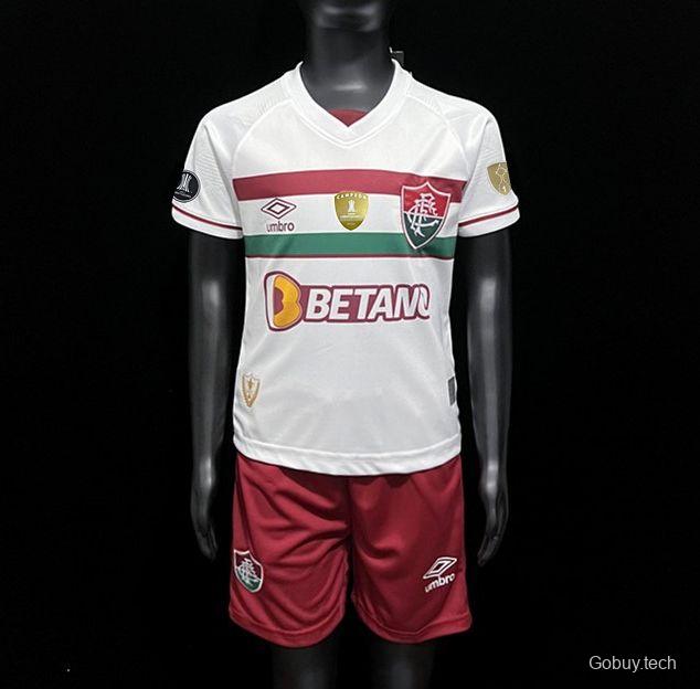 23/24 Kids Fluminense Away Jersey With Full Patch