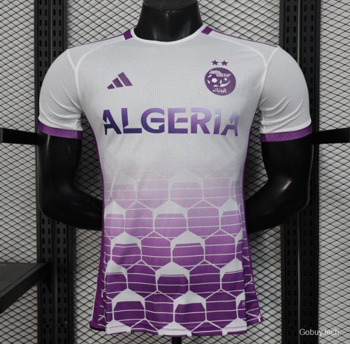 Player Version 2025 Algeria White with Purple Honeycomb Pattern Jersey