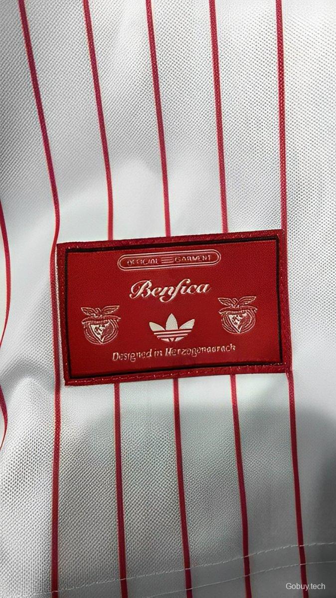 25/26 Benfica Adidas Original White with Red Pinstripes Jersey